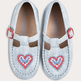 Moccasin shoes with buckle - light blue