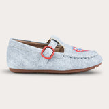 Moccasin shoes with buckle - light blue