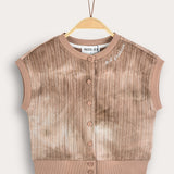 Tie-dye vest with buttons - beige