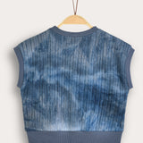 Tie-dye vest with buttons - blue