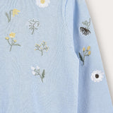 Knitted shirt with floral embroidery - light blue