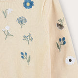 Knitted shirt with floral embroidery - beige