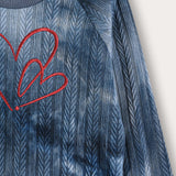 Heart Embroidery Tie Dye Set - Blue