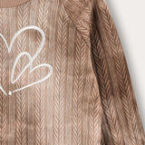 Heart Embroidery Tie Dye Set - Beige