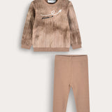 Tie-dye set with embroidery - beige