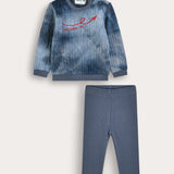 Tie Dye Set with Embroidery - Blue
