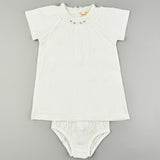 Baby set with embroidered flowers - cream
