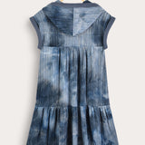 Tie-dye sarafan with hood - blue