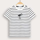 Striped shirt with appliqué - white
