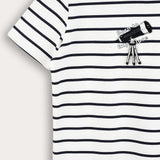 Striped shirt with appliqué - white