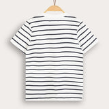 Striped shirt with appliqué - white