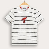 Striped shirt with appliqué - gray