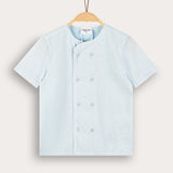 Double-buttoned wrap shirt - light blue