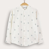 Vintage Motif Button-Down Shirt - Blue