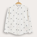 Vintage Motif Button-Down Shirt - Navy