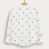 Vintage Motif Button-Down Shirt - Navy