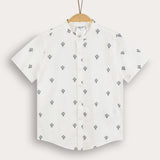 Vintage Motif Button-Down Shirt - Navy