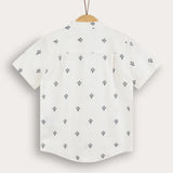 Vintage Motif Button-Down Shirt - Navy