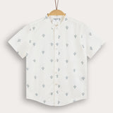 Vintage Motif Button-Down Shirt - Blue