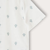 Vintage Motif Button-Down Shirt - Blue