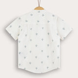 Vintage Motif Button-Down Shirt - Blue