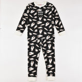 Printed Ribbed Pajamas - Black