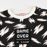 Printed Ribbed Pajamas - Black