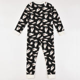Printed Ribbed Pajamas - Black