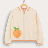 Zippered Bomber Cardigan - Orange