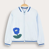 Zippered Bomber Cardigan - Light Blue