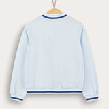 Zippered Bomber Cardigan - Light Blue