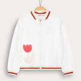 Zippered Bomber Cardigan - White