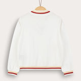 Zippered Bomber Cardigan - White
