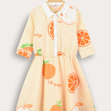 Button-down dress with collar - orange