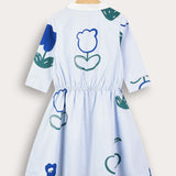 Button-up dress with collar - light blue