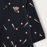 Plain polo dress/baseball print - navy print