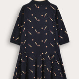 Plain polo dress/baseball print - navy print