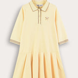 Plain/Baseball Print Polo Dress - Yellow