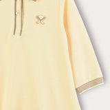 Plain/Baseball Print Polo Dress - Yellow