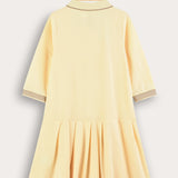 Plain/Baseball Print Polo Dress - Yellow