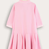 Plain/Baseball Print Polo Dress - Pink