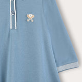 Plain/Baseball Print Polo Dress - Jeans