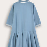 Plain/Baseball Print Polo Dress - Jeans