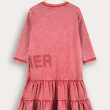 Washed dress with pleated skirts - purple