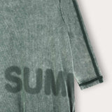 Washed dress with pleated skirts - green