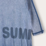 Washed dress with pleated skirts - blue