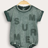 Baby wash overalls with inscription - green