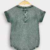 Baby wash overalls with inscription - green