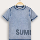 Washed shirt with inscription - blue