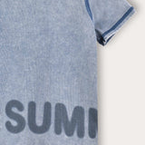 Washed shirt with inscription - blue